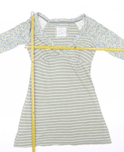 Fat Face Women’s Green Striped A-Line Jersey Dress Size 10