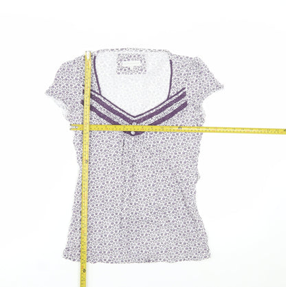 Rocha John Rocha Women's White Floral V-Neck Tunic Blouse Size 8
