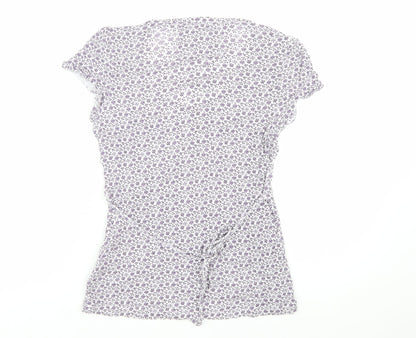 Rocha John Rocha Women's White Floral V-Neck Tunic Blouse Size 8