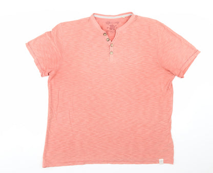 Mantaray Men's Pink XL Vintage Wash Henley Short Sleeve T-Shirt