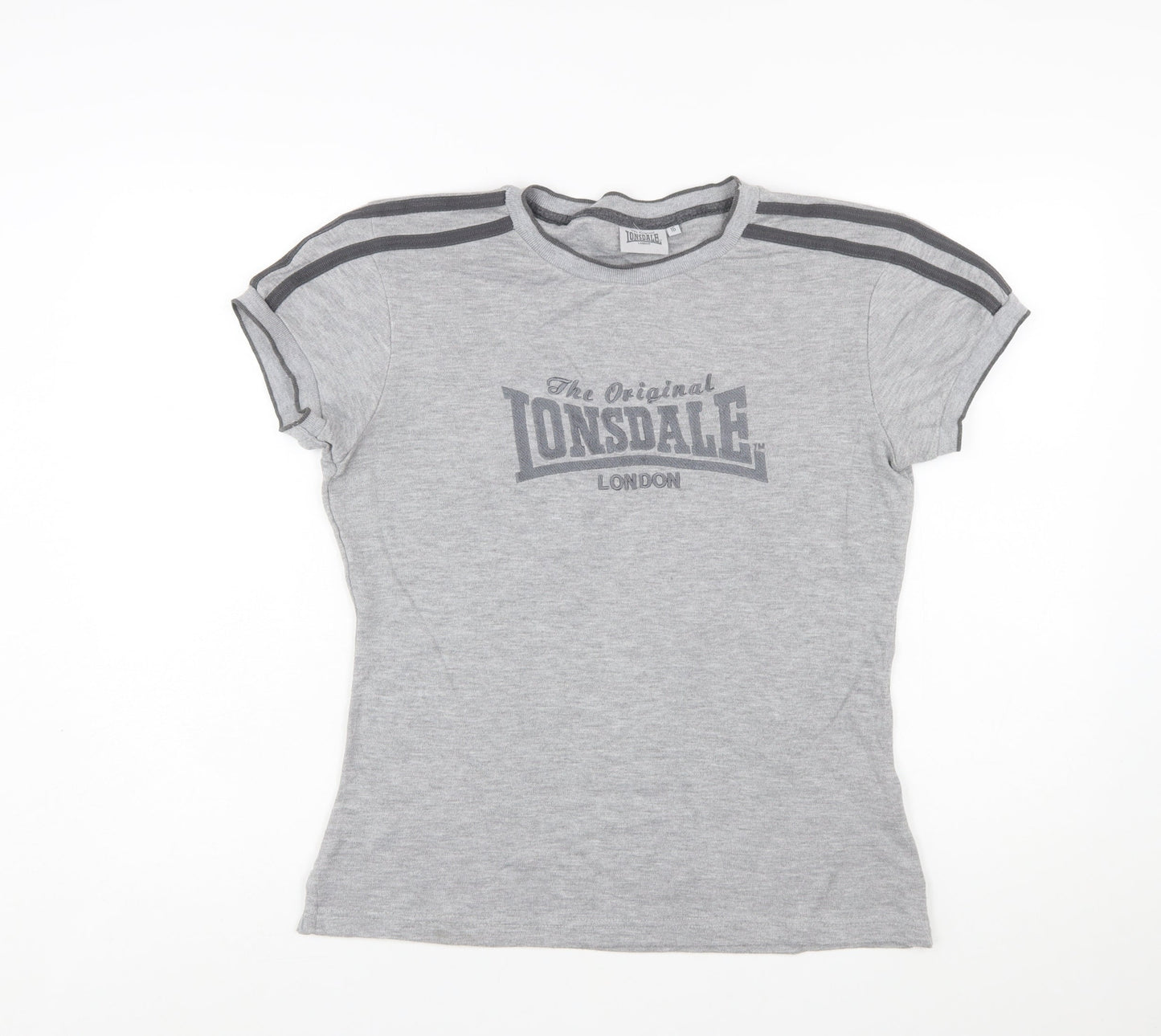 Lonsdale Women’s Grey Logo T-Shirt Size 16 Short Sleeve Jersey Top