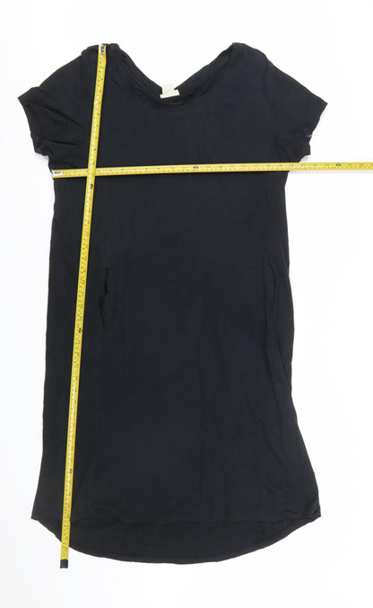Zim & Zoe Women Black Size 16 Cotton T-Shirt Dress