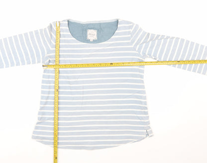 Mistral Women's Blue Striped 3/4 Sleeve Cotton T-Shirt Size 12