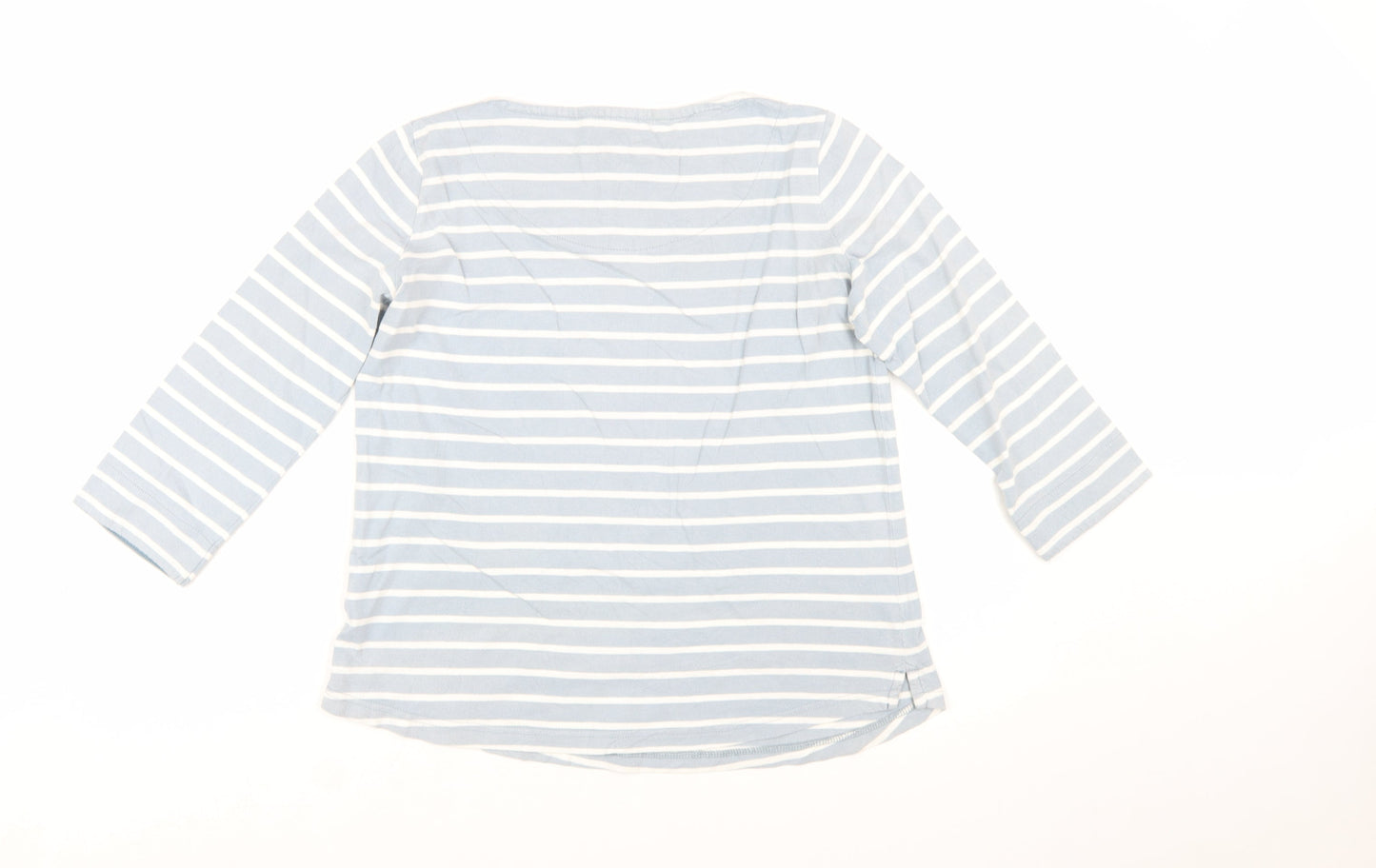 Mistral Women's Blue Striped 3/4 Sleeve Cotton T-Shirt Size 12