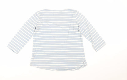 Mistral Women's Blue Striped 3/4 Sleeve Cotton T-Shirt Size 12