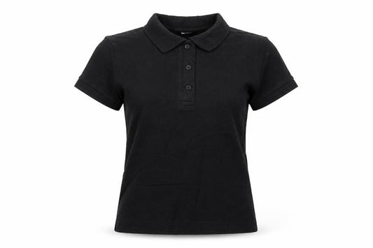 Weekday Women's Black Cotton Polo Shirt Size S Short Sleeve