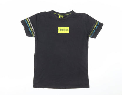 Leeds United Men's Black Graphic Print Cotton T-Shirt Size S