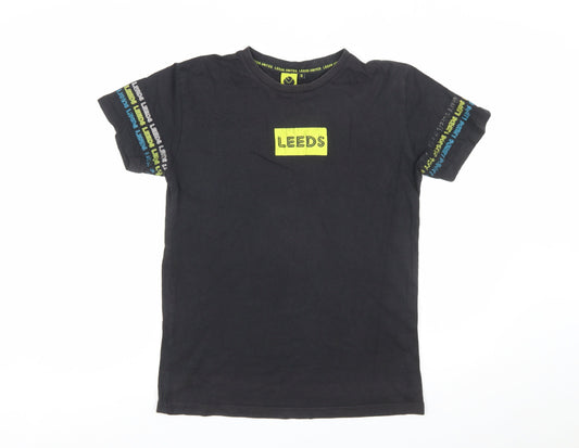 Leeds United Men's Black Graphic Print Cotton T-Shirt Size S