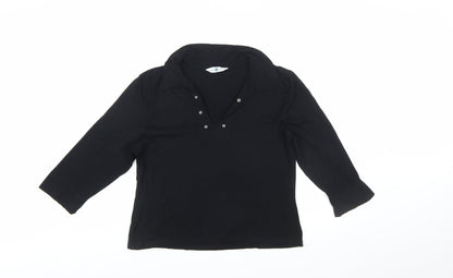 New Look Women's Black Size 18 V-Neck 3/4 Sleeve Jersey Blouse