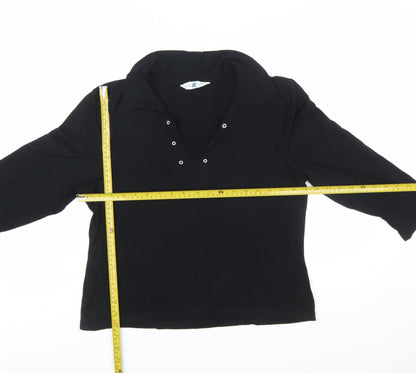 New Look Women's Black Size 18 V-Neck 3/4 Sleeve Jersey Blouse