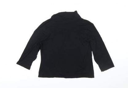 New Look Women's Black Size 18 V-Neck 3/4 Sleeve Jersey Blouse