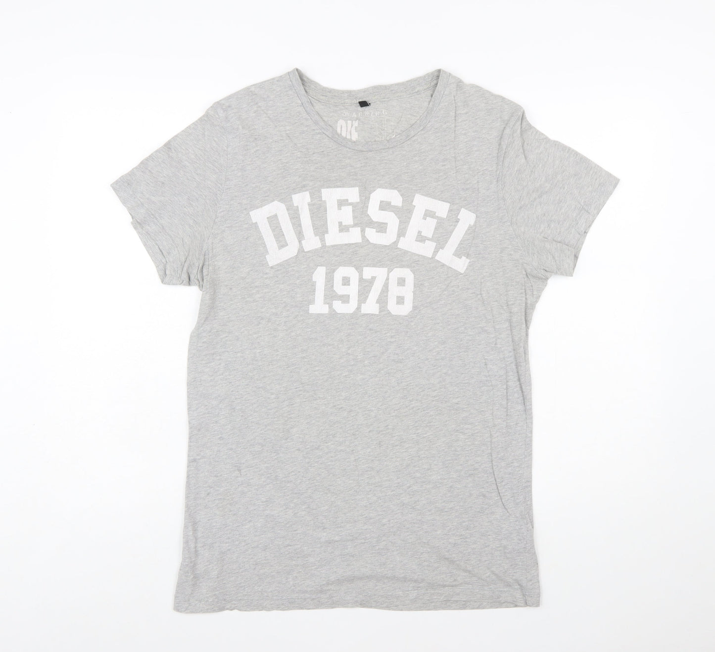 Diesel Men’s Grey 1978 Graphic Cotton T-Shirt Size L Regular Fit