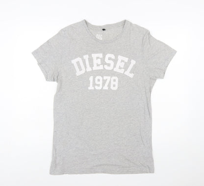 Diesel Men’s Grey 1978 Graphic Cotton T-Shirt Size L Regular Fit