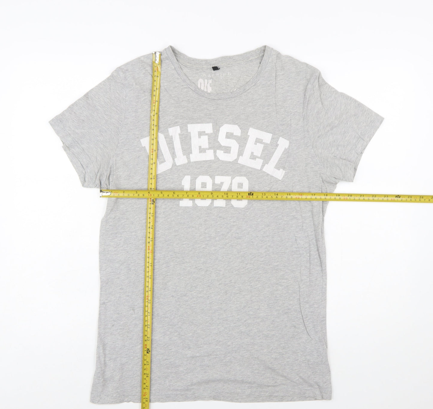 Diesel Men’s Grey 1978 Graphic Cotton T-Shirt Size L Regular Fit