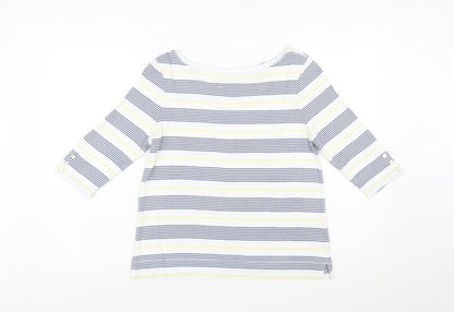 Tabitha Webb Women’s Multicoloured Striped 3/4 Sleeve Boat Neck T-Shirt Size L