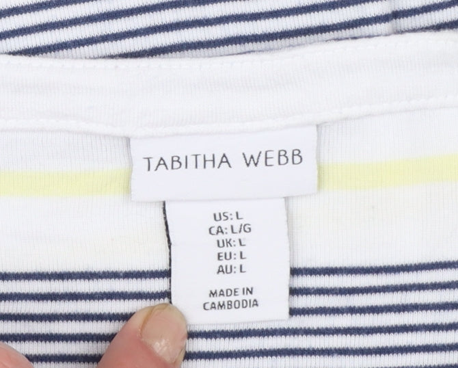 Tabitha Webb Women’s Multicoloured Striped 3/4 Sleeve Boat Neck T-Shirt Size L