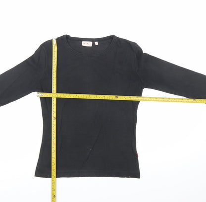 Von Dutch Women's Black Long Sleeve Slim Fit Cotton T-Shirt Size S