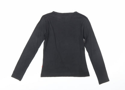 Von Dutch Women's Black Long Sleeve Slim Fit Cotton T-Shirt Size S