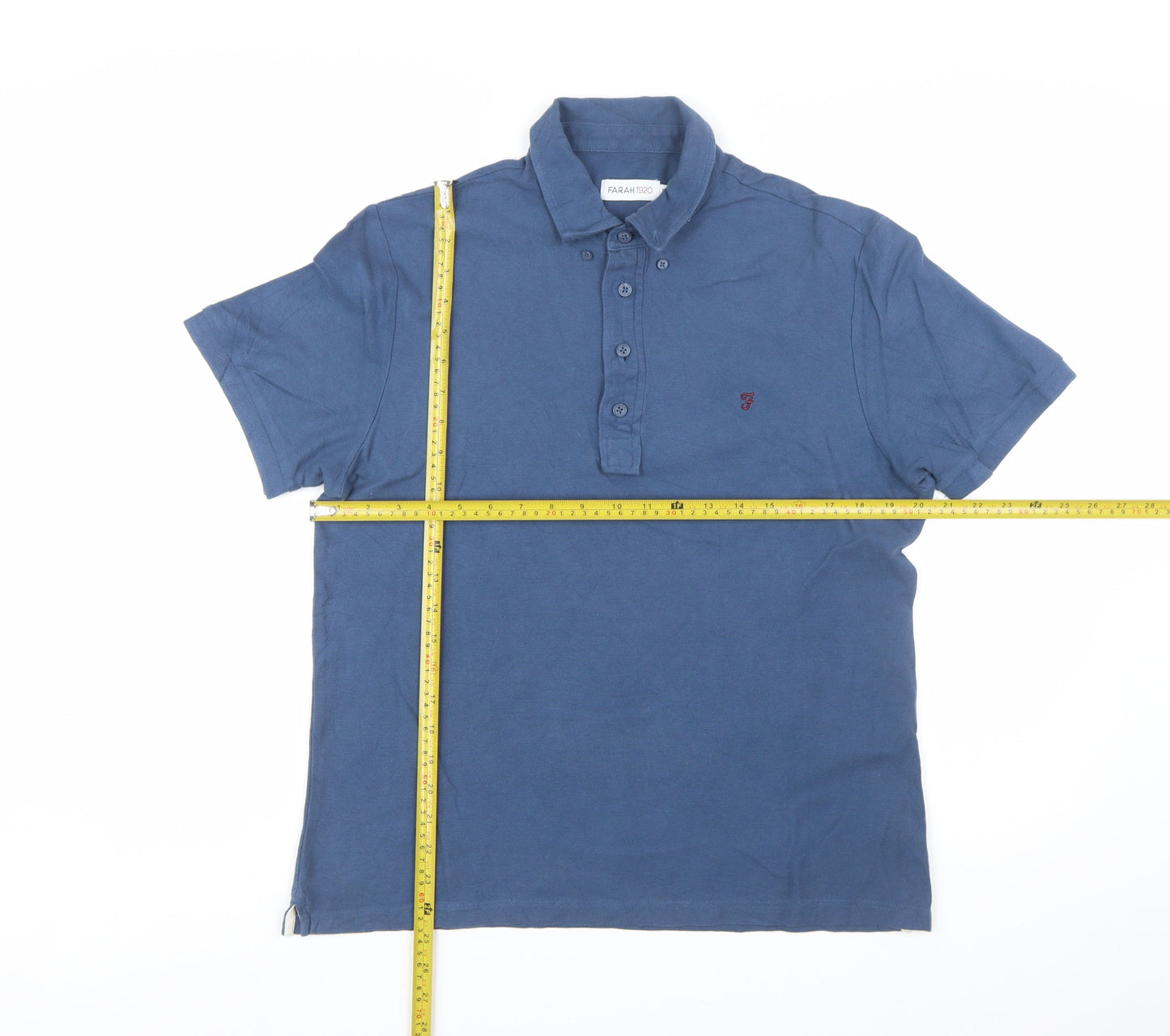 Farah 1920 Men's Blue Cotton Polo Shirt M Regular Fit