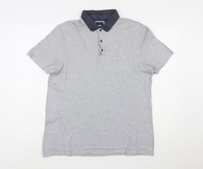 Burton Menswear London Grey Button-Down Collar Polo Shirt L