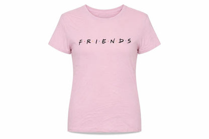 New Look Womens Pink Friends T-Shirt Size 8 Short Sleeve Cotton Top