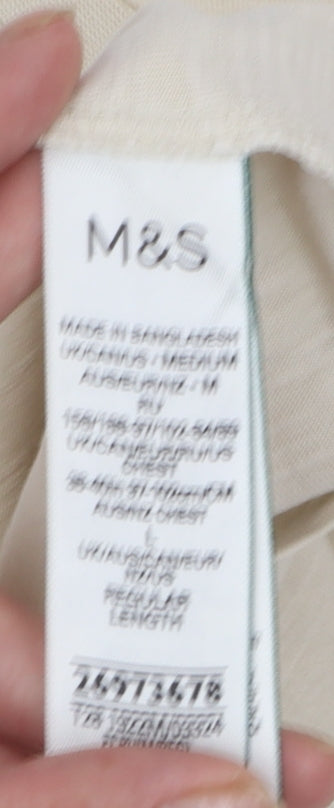 Marks and Spencer Men’s Beige Graphic Palm Beach Cotton T-Shirt Size M