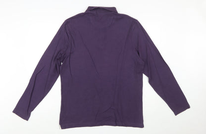 Farah 1920 Men's Purple Long Sleeve Cotton Polo Shirt L