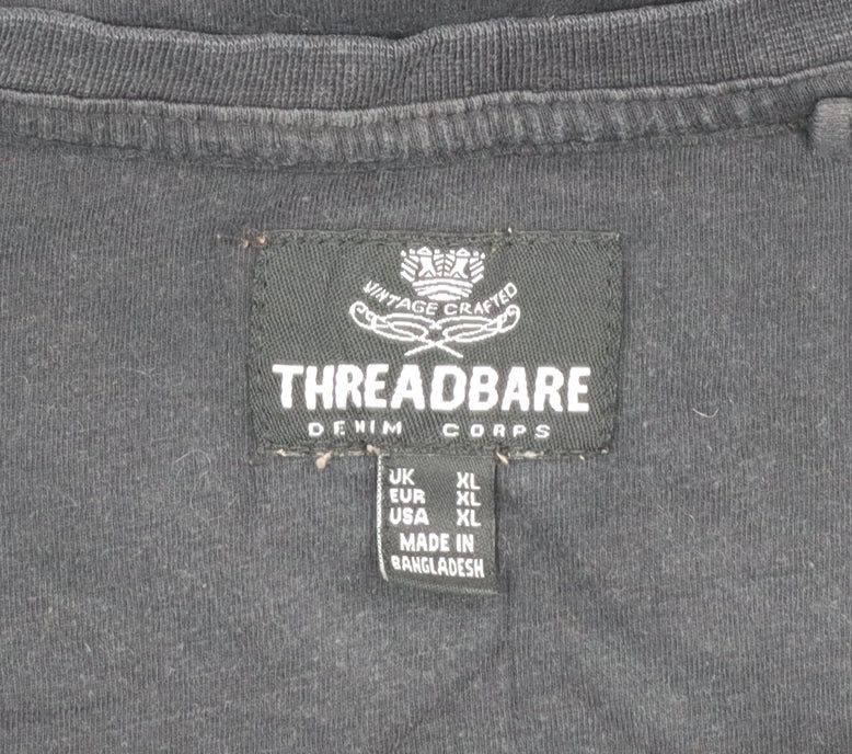 Threadbare Men's Black XL Cotton Crew Neck Short Sleeve T-Shirt