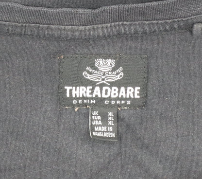 Threadbare Men's Black XL Cotton Crew Neck Short Sleeve T-Shirt
