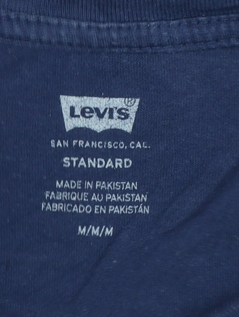 Levi's Men's Blue Cotton Crew Neck Regular Fit T-Shirt M
