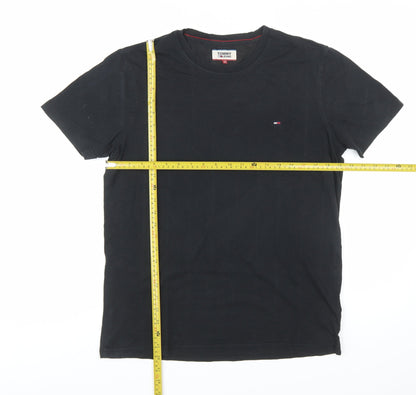 Tommy Jeans Men's Black Cotton Crew Neck Short Sleeve T-Shirt M