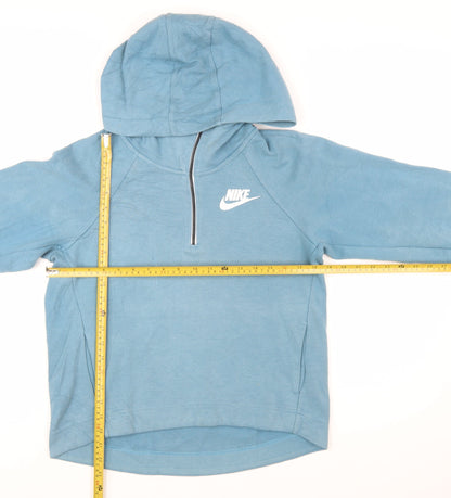 Nike Women's Blue 1/4 Zip Hoodie XS - Cotton Blend Activewear