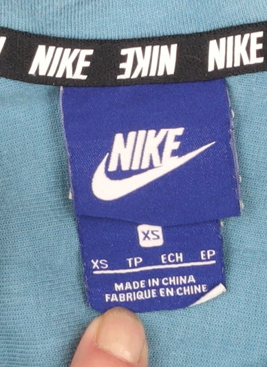 Nike Women's Blue 1/4 Zip Hoodie XS - Cotton Blend Activewear