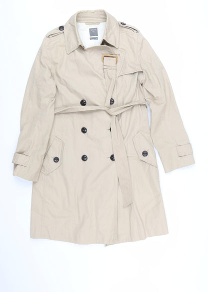 Gap Women’s Beige Cotton Trench Coat Belted Long Size S