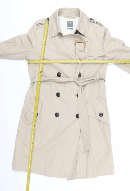 Gap Women’s Beige Cotton Trench Coat Belted Long Size S