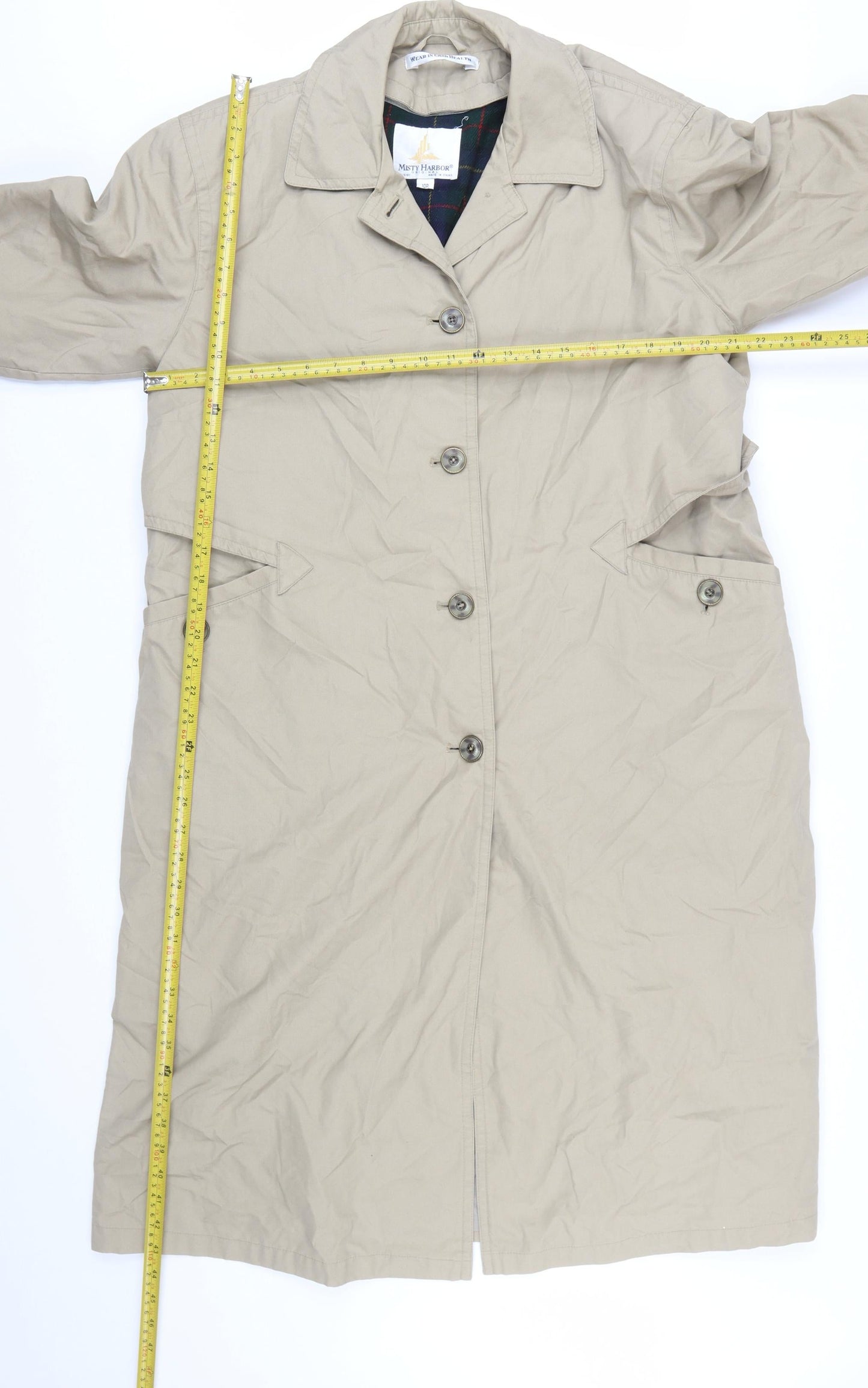 Misty Harbor Women Beige Long Trench Coat Size 10 Classic Belted