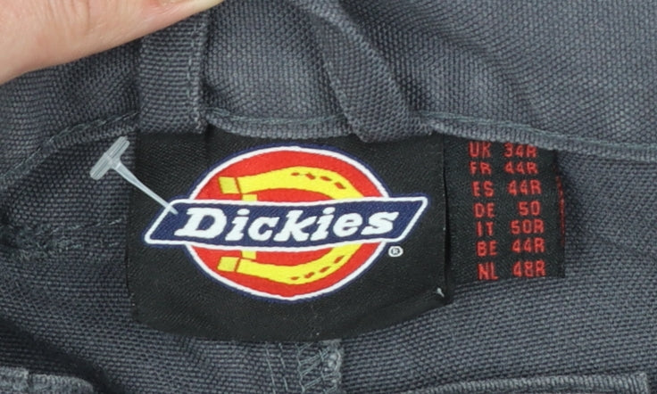 Dickies Men's Grey 34R Cargo Work Trousers Polyester Cotton