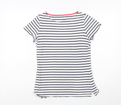 Boden Women Blue White Striped Cotton T-Shirt UK 10