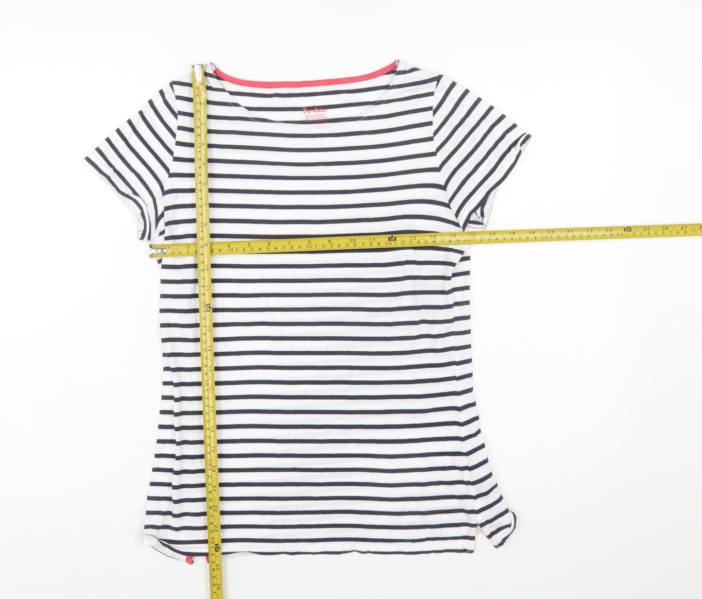 Boden Women Blue White Striped Cotton T-Shirt UK 10