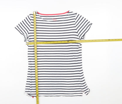 Boden Women Blue White Striped Cotton T-Shirt UK 10