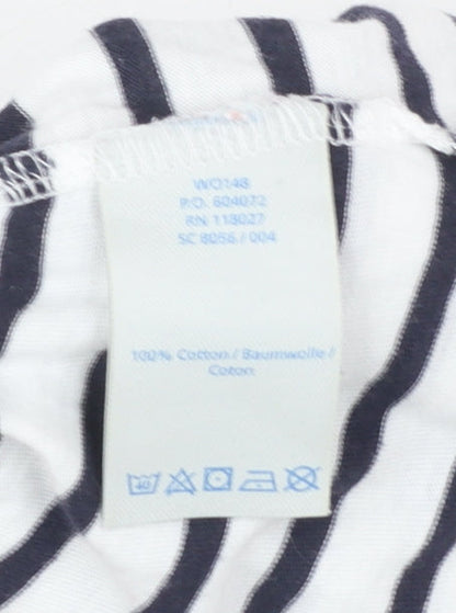 Boden Women Blue White Striped Cotton T-Shirt UK 10