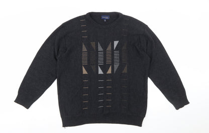 Winterbeck by Peter Gribby Mens Black Geometric Wool Blend Pullover XL