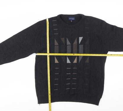 Winterbeck by Peter Gribby Mens Black Geometric Wool Blend Pullover XL