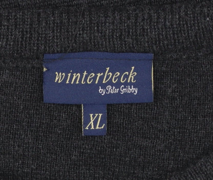 Winterbeck by Peter Gribby Mens Black Geometric Wool Blend Pullover XL