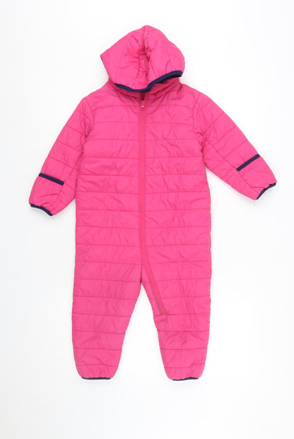 Peter Storm Girls Pink Hooded Puffer Snowsuit 3-4 Years Winter Warm