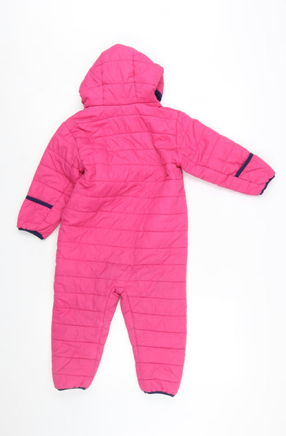 Peter Storm Girls Pink Hooded Puffer Snowsuit 3-4 Years Winter Warm