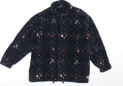 Radish Countrywear Women's Blue Floral Fleece Jacket XL
