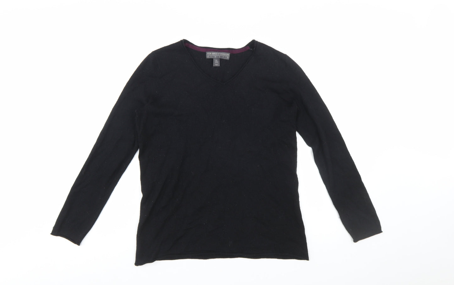 Fenn Wright Manson Women Black Size 18 V-Neck Merino Wool Jumper