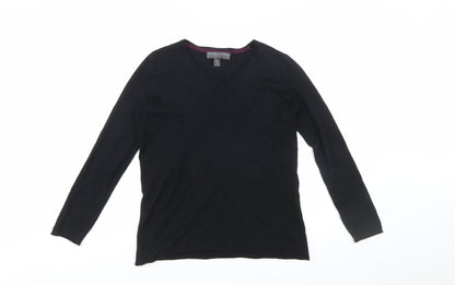 Fenn Wright Manson Women Black Size 18 V-Neck Merino Wool Jumper