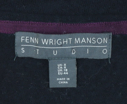 Fenn Wright Manson Women Black Size 18 V-Neck Merino Wool Jumper